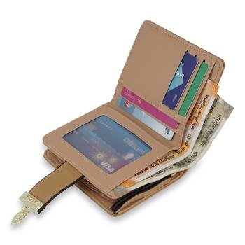NFI essentials PU Leather Women's Mini Clutch Wallet|Leaf Bi-fold Card Holder|Purse Clutch Wallet 4