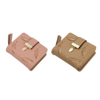 NFI essentials Pack of 2 PU Leather Mini Clutch Wallet|Leaf Bi-fold Card Holder|Womens Clutch Wallet 1