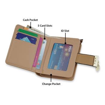 NFI essentials Pack of 2 PU Leather Mini Clutch Wallet|Leaf Bi-fold Card Holder|Womens Clutch Wallet 3