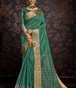 Sea Green woven art silk sarees saree with blouse
