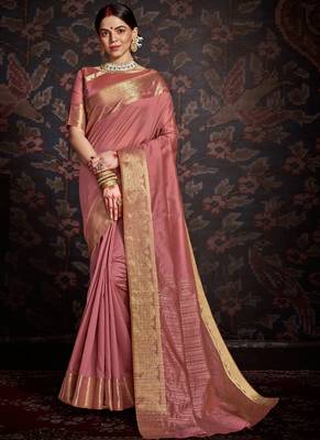 Pink woven art silk sarees saree with blouse 1
