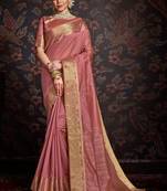 Pink woven art silk sarees saree with blouse