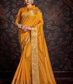 Yellow woven art silk sarees saree with blouse