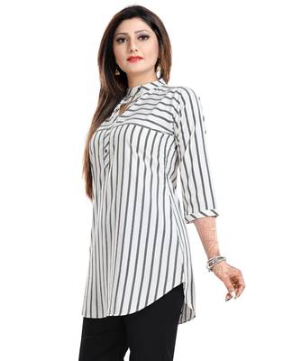 White printed crepe short-kurtis 3