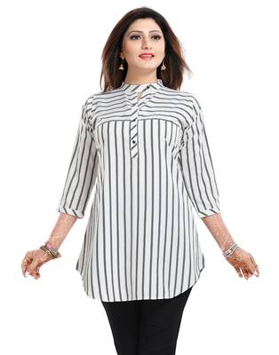 White printed crepe short-kurtis 4