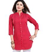 Pink printed crepe short-kurtis