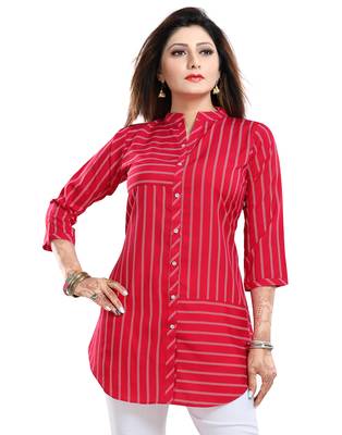 Pink printed crepe short-kurtis 5