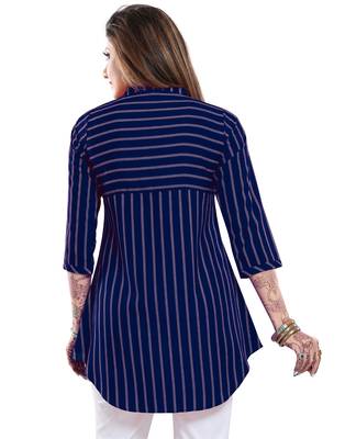 Blue printed crepe short-kurtis 2
