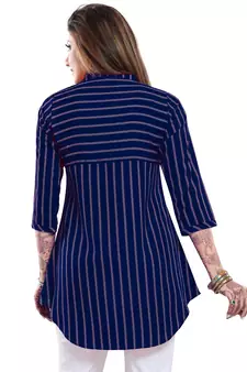 Blue printed crepe short-kurtis