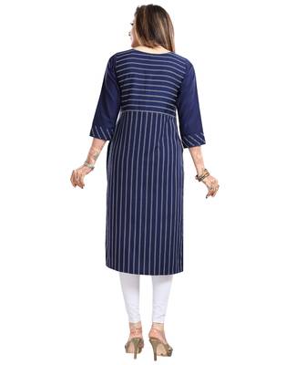 Blue printed crepe long-kurtis 2