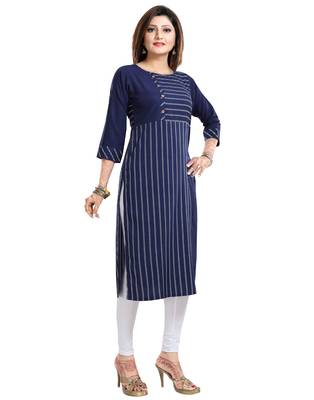 Blue printed crepe long-kurtis 3