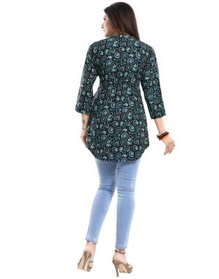 Black printed crepe short-kurtis 2