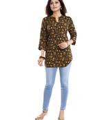 Black printed crepe short-kurtis