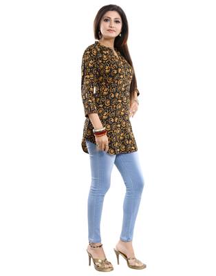 Black printed crepe short-kurtis 3