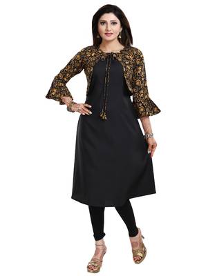 Black printed crepe long-kurtis 4