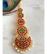 Beautiful Kemp Green Pearl Designer Tikka Dj20633