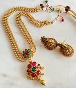 Beautiful Antique Multi Layer Green Kemp Designer Necklace Set Dj26631