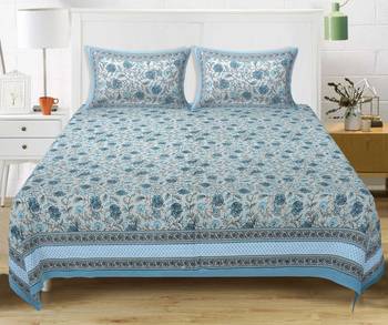 GRUSH Cotton 108X108 Inch Jaipuri Rajasthani Print Double Bedsheet With 2 Pillow Covers 1