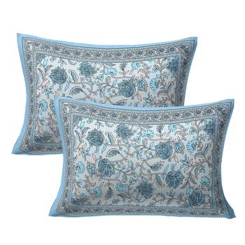 GRUSH Cotton 108X108 Inch Jaipuri Rajasthani Print Double Bedsheet With 2 Pillow Covers 2