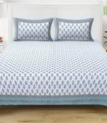 GRUSH Cotton 108X108 Inch Jaipuri Rajasthani Print Double Bedsheet With 2 Pillow Covers