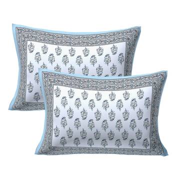 GRUSH Cotton 108X108 Inch Jaipuri Rajasthani Print Double Bedsheet With 2 Pillow Covers 2
