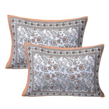 GRUSH Cotton 108X108 Inch Jaipuri Rajasthani Print Double Bedsheet With 2 Pillow Covers 2