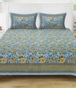 GRUSH Cotton 108X108 Inch Jaipuri Rajasthani Print Double Bedsheet With 2 Pillow Covers