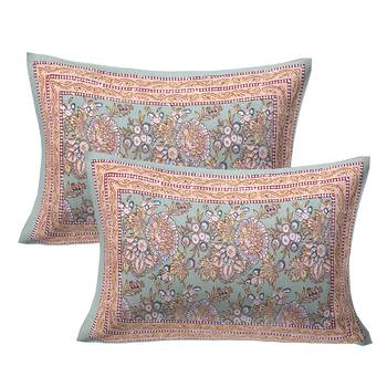 GRUSH Cotton 108X108 Inch Jaipuri Rajasthani Print Double Bedsheet With 2 Pillow Covers 2