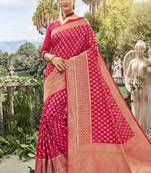 Pink And Golden Meena Work Banarasi Silk Designer Saree Saree with Blouse