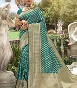 Teal Green Meena Work Banarasi Silk Designer Saree Saree with Blouse
