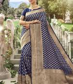 Blue Meena Work Banarasi Silk Designer Saree Saree with Blouse