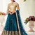 Peacock Blue zari embroidered net Semi Stitched bridal lehenga