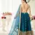 Peacock Blue zari embroidered net Semi Stitched bridal lehenga