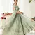 Green embroidered net Semi Stitched bridal lehenga