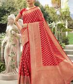 Red Meena Work Banarasi Silk Designer Saree Saree with Blouse