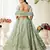 Green embroidered net Semi Stitched bridal lehenga
