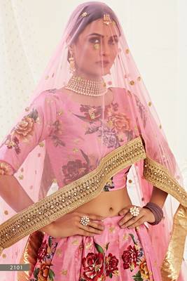 Phenomenal Pink Dori, Zari and Sequins Embroidered banglori satin Semi Stitched Lehenga Choli for Women 2