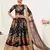 Black embroidered Banglory Satin Semi Stitched Wedding Lehenga for Bridal