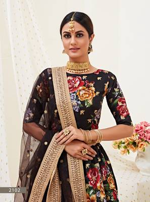 Bewitching Black Dori Zari and Sequins Embroidered Banglory Satin Semi Stitched Lehenga Choli for Wedding 4