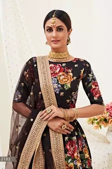 Bewitching Black Dori, Zari and Sequins Embroidered Banglory Satin Semi Stitched Lehenga Choli for Wedding