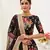 Black embroidered Banglory Satin Semi Stitched Wedding Lehenga for Bridal