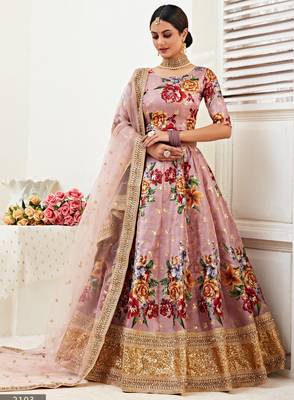 Ravishing Rosy brown Dori, zari and sequins embroidered  Banglory Satin Lehenga Choli for Bride 1