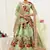 Pista green embroidered Banglory Satin Semi Stitched bridal lehenga
