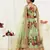 Pista green embroidered Banglory Satin Semi Stitched bridal lehenga