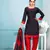 black printed crepe unstitched salwar with dupatta