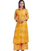 Mustard Yellow Hand Block Printed Kurti Palazzo Set