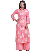 Baby Pink Paisly Printed Kurta Palazzo Set