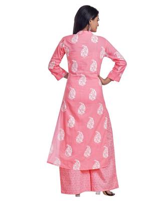 Baby Pink Paisly Printed Kurta Palazzo Set 3
