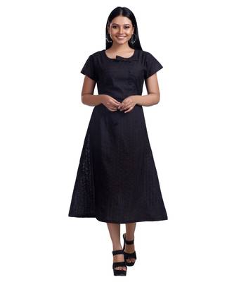 Black Bow Tie Detailed Calf Length Dress 1