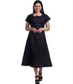 Black Bow Tie Detailed Calf Length Dress